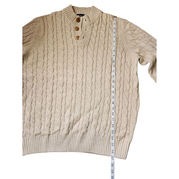 Bullock & Jones Fisherman Cable Knit Sweater Mens XXL Beige Cotton Cashmere - Picture 6 of 14